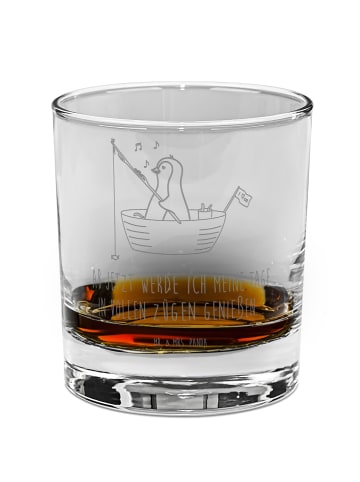 Mr. & Mrs. Panda Whiskey Glas Pinguin Angelboot mit Spruch in Transparent