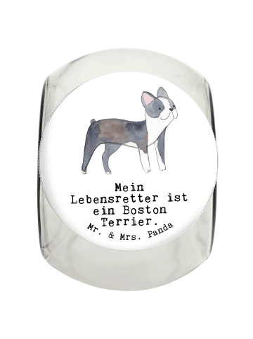 Mr. & Mrs. Panda Dose Boston Terrier Lebensretter mit Spruch in Weiß