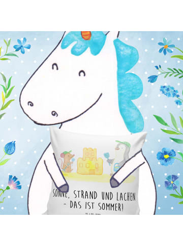 Mr. & Mrs. Panda Kissen 40x40 Sommerfreude mit Spruch in Weiß