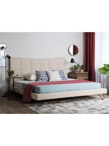 Beliani Doppelbett LANNION in Beige/Schwarz - (W) 203 x (H) 117 x (L) 223 cm