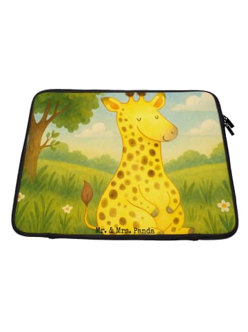 Mr. & Mrs. Panda Laptop Tasche Giraffe Zufrieden Design ohne Spruch in Weiß