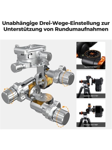 K+S CONCEPT GD-3W Pro 3-Wege-Neiger Stativkopf Panoramaklemme Plattenmontage