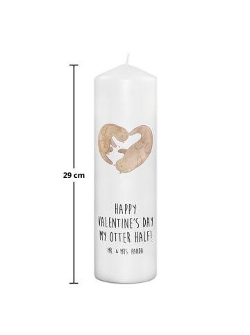 Mr. & Mrs. Panda Kerze Otter Valentine mit Spruch in Weiß