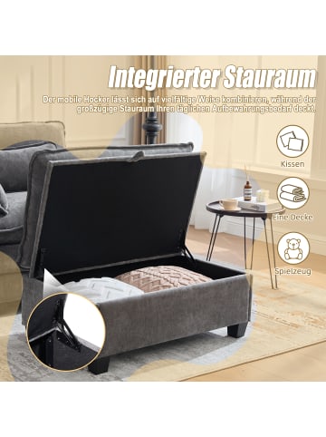 ABRIHOME Sessel-Fußhocker mit Stauraum, Samt-Loungesessel in Grau