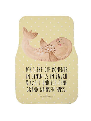 Mr. & Mrs. Panda Fahrer Autofußmatte Robbe Liegen mit Spruch in Gelb Pastell