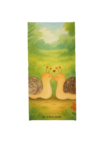 Mr. & Mrs. Panda Strandtuch Schnecken Liebe Design ohne Spruch in Grau Pastell
