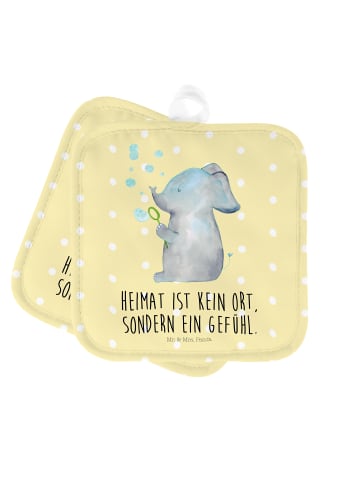 Mr. & Mrs. Panda Topflappen Elefant Seifenblasen mit Spruch in Gelb Pastell
