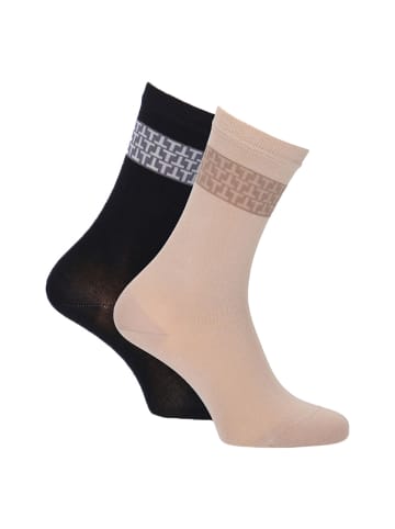 Tamaris Socken aus weicher Viskose in black und sand