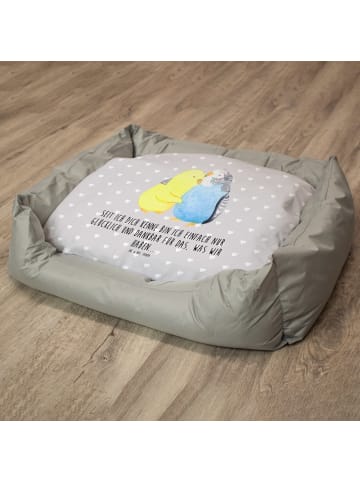 Mr. & Mrs. Panda Kuschelbett Wellensittich Liebe mit Spruch in Grau Pastell