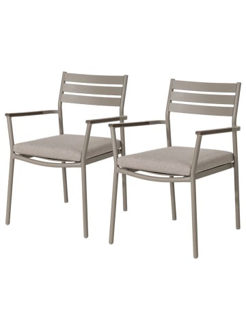 home24 home24 Gartenstuhl 2er-Set Grau - Aluminium, Polyester & Polywood - 58 x 82 x 60 cm in Grau