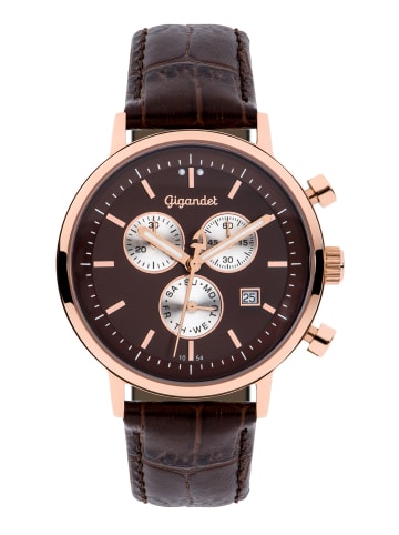 Gigandet Quarzuhr Chronograph "CLASSICO" in Braun/Rosegold