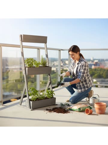 relaxdays Vertikalbeet "3 Kästen" in Grau - (B)60 x (H)140 x (T)50 cm