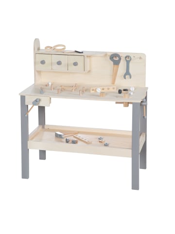 roba Große Werkbank mit Werkzeug-Set, Arbeitsplatte, Ablage & 3 Schubfächern