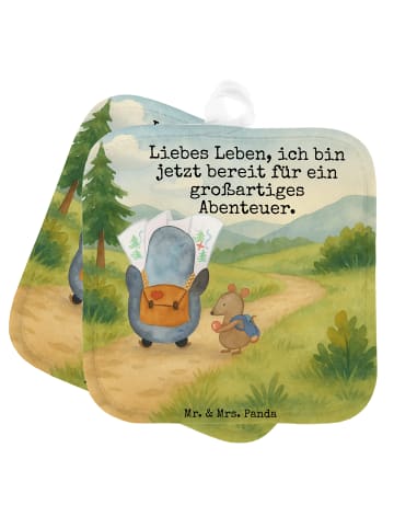 Mr. & Mrs. Panda Kochlappen Pinguin & Maus Wanderer Design mit S... in Weiß