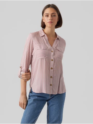 Vero Moda Legeres Blusen Hemd mit Brusttaschen Krempelärmel VMBUMPY in Rosa