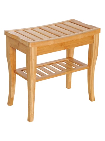 HOMCOM Duschhocker in Naturholz 47,5L x 26B x 44,5H cm
