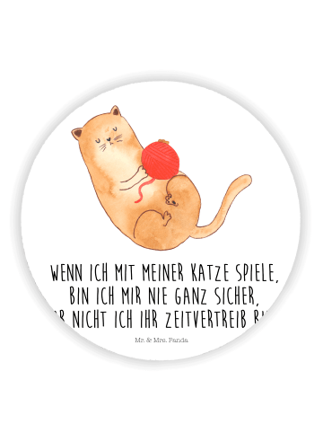 Mr. & Mrs. Panda Rund Magnet Katze Wolle mit Spruch in Weiß