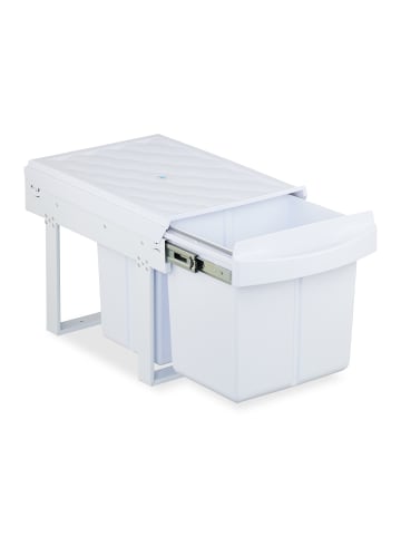 relaxdays Einbaumülleimer in Weiß - 1x 15 l + 2x 8 l