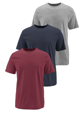 Man's World T-Shirt in rot, marine, grau-meliert