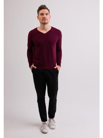 CASH-MERE.CH V-Ausschnitt Pullover in Cranberry Rot