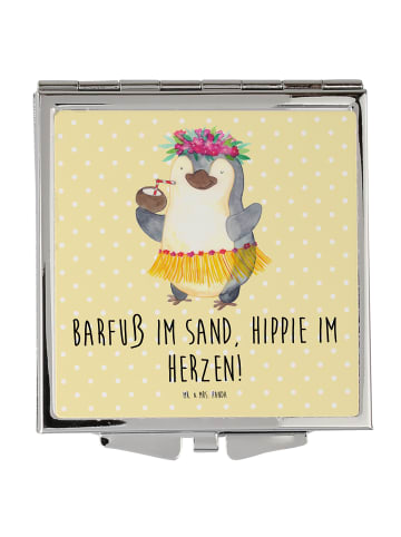 Mr. & Mrs. Panda Schminkspiegel Sommer Hippie mit Spruch in Gelb Pastell