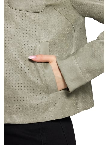 AMBER & JUNE Kunstleder-Jacke mit Kragen in khaki
