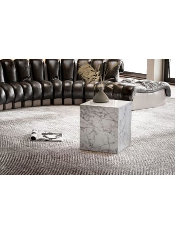 KADIMA DESIGN Couchtisch MONOBLOC 40x40x45 cm Hochglanz mit Marmor Optik, in Weiß