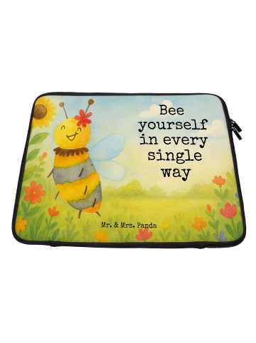 Mr. & Mrs. Panda Laptop Tasche Biene Blume Design mit Spruch in Weiß