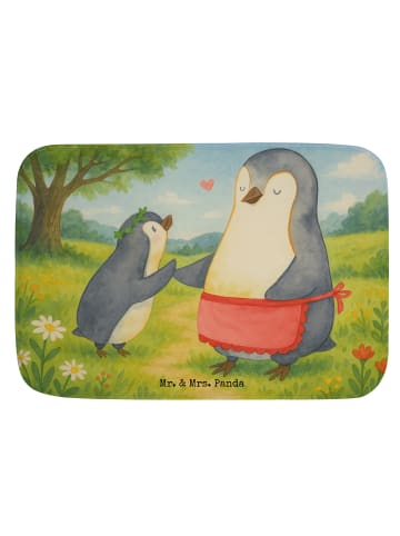Mr. & Mrs. Panda Badematte Pinguin mit Kind Design ohne Spruch in Weiß