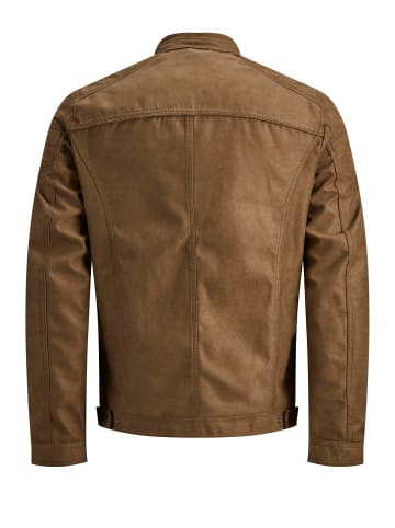 JACK & JONES PLUS Bikerjacke in Lederoptik in Cognac