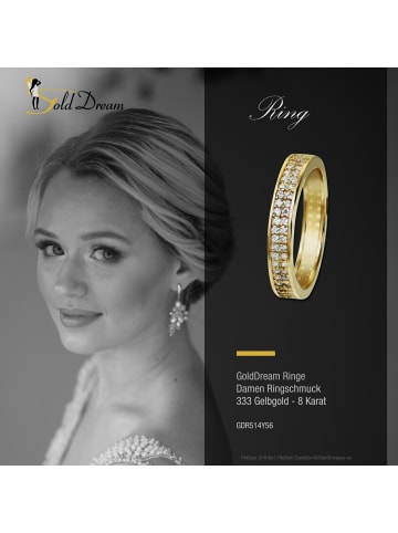 GoldDream Goldring 333 Gelbgold - 8 Karat, 2-reihig Zirkonia Größe 56 (17,8)