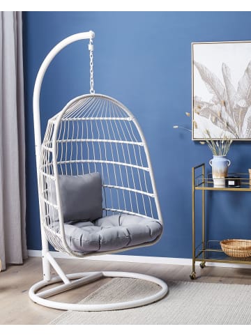 Beliani Hängesessel ALLERA in Weiß/Grau - (W) 102 x (H) 199 x (L) 102 cm