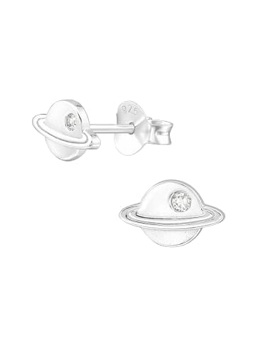 Alexander York Ohrstecker SATURN mit Zirkonia in 925 Sterling Silber, 2-tlg. in silver