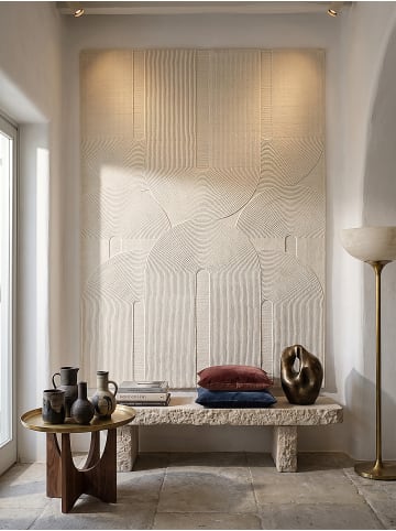 KADIMA DESIGN KASOS Teppich Kurzflor Creme 80x150 Geometrisch Polyester Waschbar in Creme