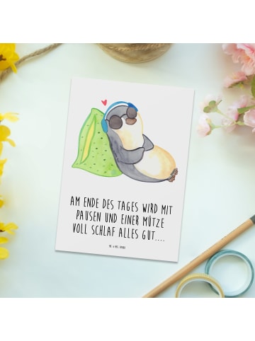 Mr. & Mrs. Panda Ansichtskarte Pinguin PEM mit Spruch in Weiß