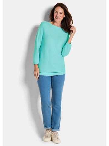GOLDNER Strickpullover Eleganter Baumwollpullover, Halbarm in mint