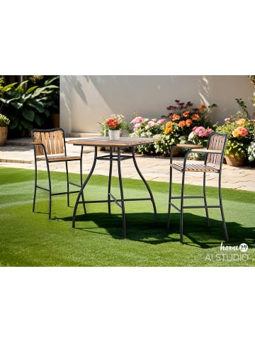 home24 Gartenbartisch Beeley in Tischplatte: AkazieGestell: Schwarz