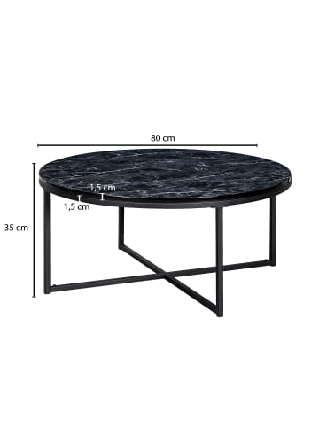 KADIMA DESIGN Couchtisch 80x36x80 cm mit Marmor Optik , Wohnzimmertisch mit in Schwarz