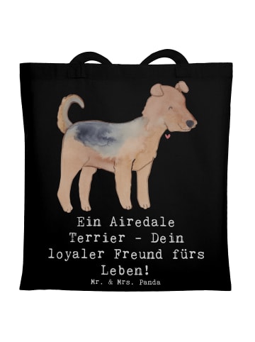 Mr. & Mrs. Panda Umhängetasche Airedale Terrier mit Spruch in Schwarz