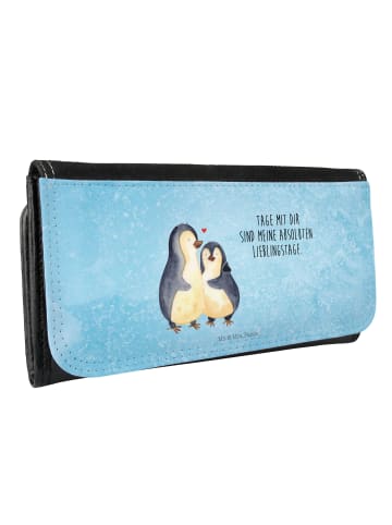 Mr. & Mrs. Panda Portemonnaie Damen Pinguin umarmen mit Spruch in Eisblau