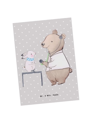 Mr. & Mrs. Panda Postkarte Tierheilpraktiker Herz ohne Spruch in Grau Pastell