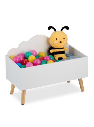 relaxdays Kindertruhe in Weiß - (B)60 x (H)45 x (T)30 cm