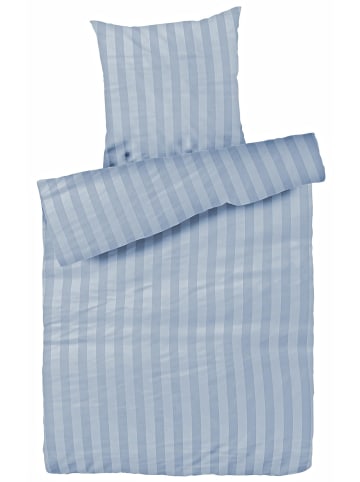 Carpe Sonno Damast Bettwäsche 135x200 155x220 Blockstreifen in Blau