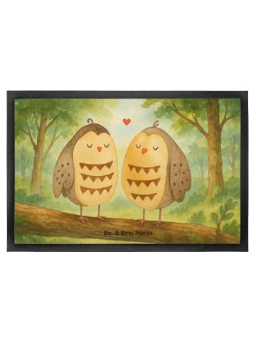 Mr. & Mrs. Panda Fußabtreter Eulen Liebe Design ohne Spruch in Weiß