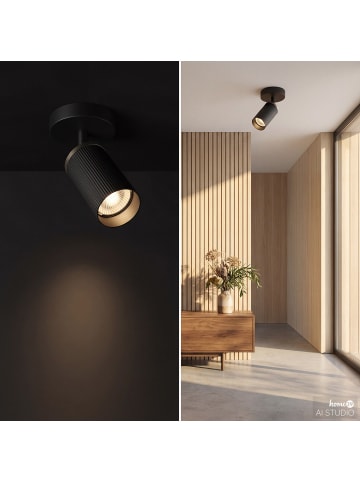 home24 Deckenleuchte URS 1-flammig in Schwarz / Silber