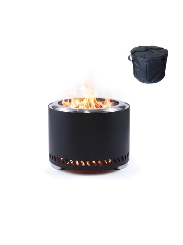 relaxdays Feuerschale "rauchfrei" in Schwarz - (H)35 x Ø 49,5 cm