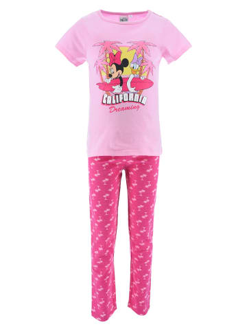 Disney Minnie Mouse 2tlg. Outfit: Schlafanzug kurzarm Shirt und Hose in Pink