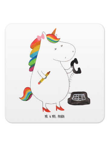 Mr. & Mrs. Panda Tischuntersetzer Einhorn Sekretärin ohne Spruch in Weiß