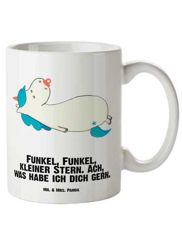 Mr. & Mrs. Panda Steinguttasse Einhorn Schnuller mit Spruch in Weiß