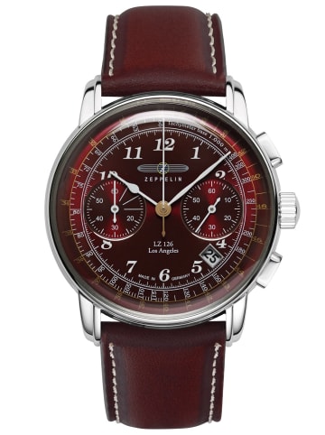 Zeppelin Herren-Armbanduhr Chronograph LZ126 Los Angeles Dunkelrot